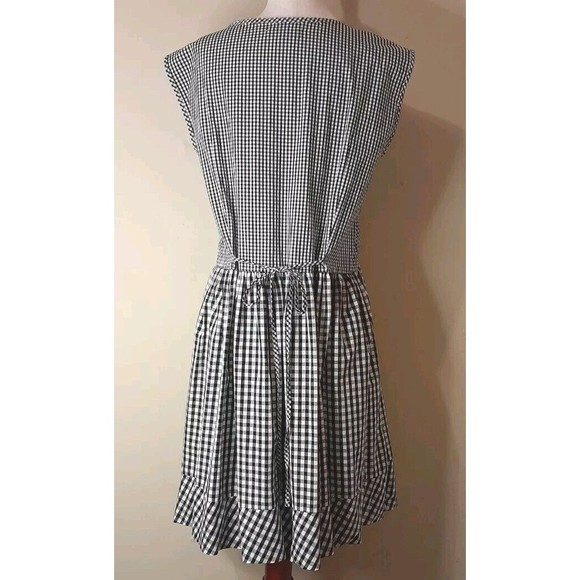Madewell Sz XS Sleeveless Tie Back Cotton Drop Waist Babydoll Gingham Dress - Picture 2 of 13